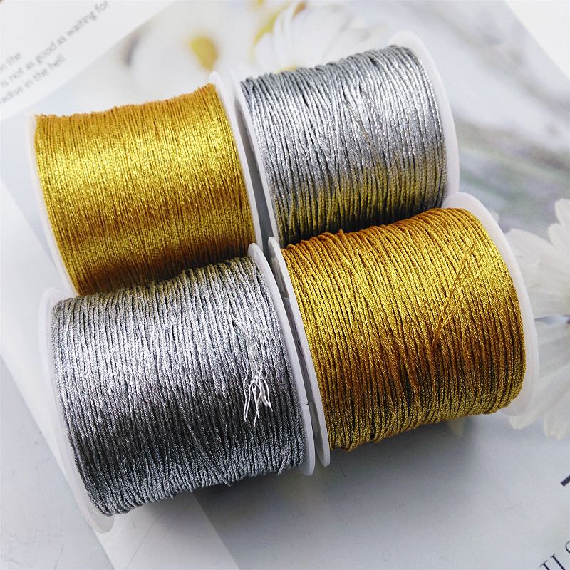 Metallic Thread 8 ply Gold Silver Metallic Yarn  for DIY Hand Embroidery
