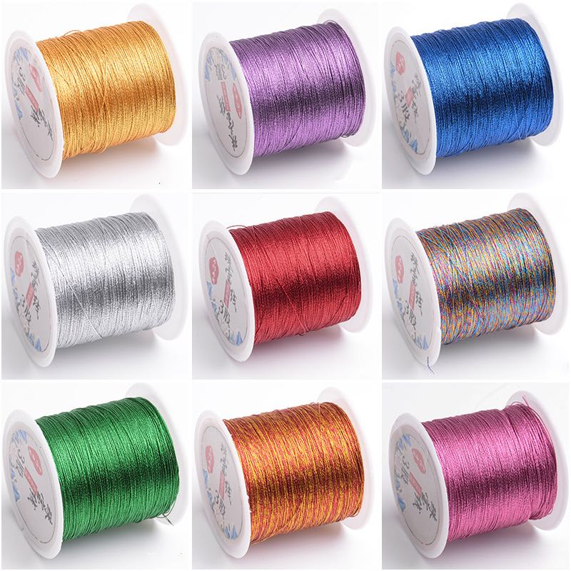 Metallic Thread Colorful Metallic Yarn 100M 3ply 0.2mm for DIY Hand Embroidery