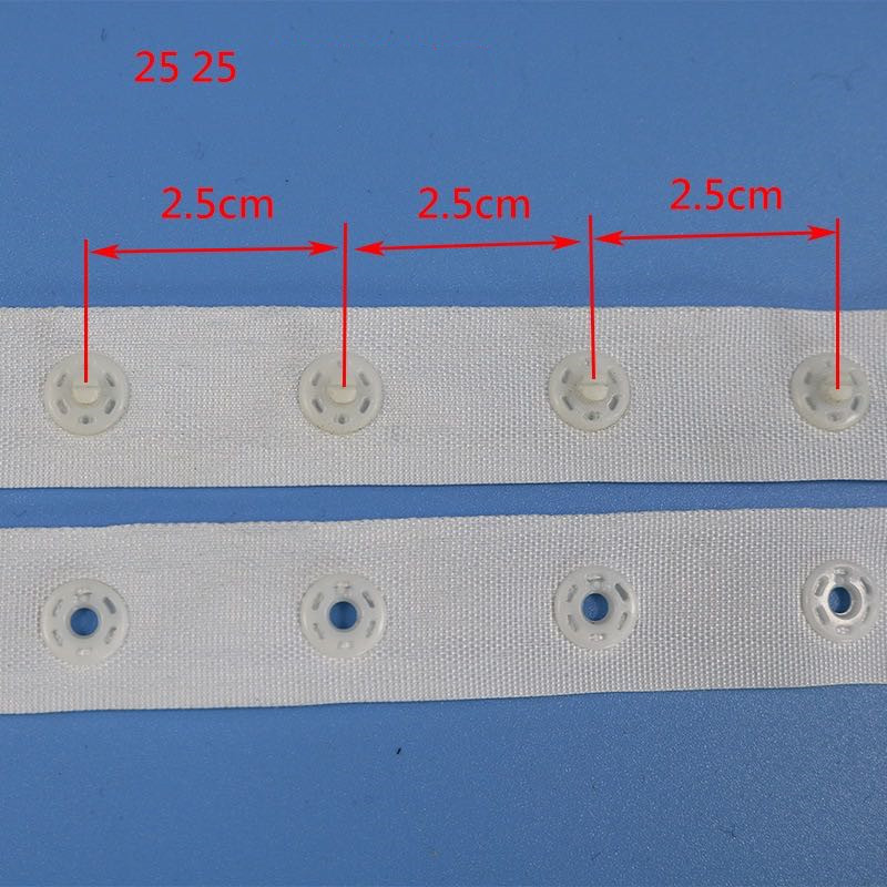 Plastic press button with tape 25x25mm