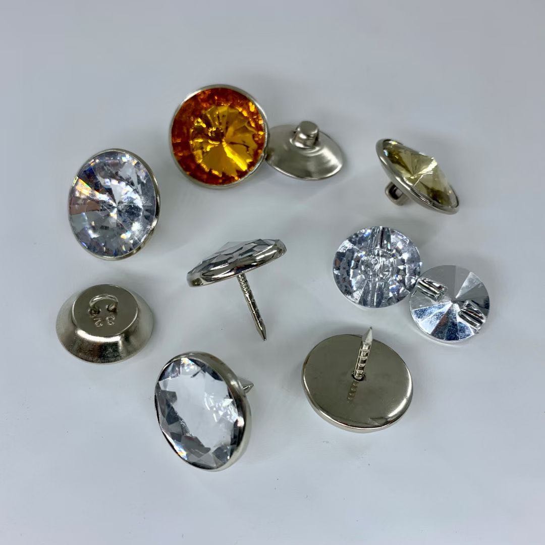 Rhinestone Crystal Button Nails Clear Diamond Upholstery Sofa Nail for Sewing Sofa Bed Headboard
